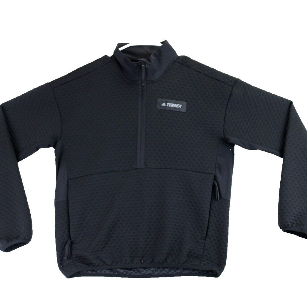 Adidas Terrex Mens Black Quilted‎ Half Zip Pullover Sweatshirt Size Small